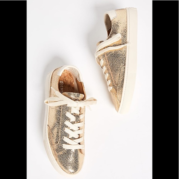 soludos gold sneakers